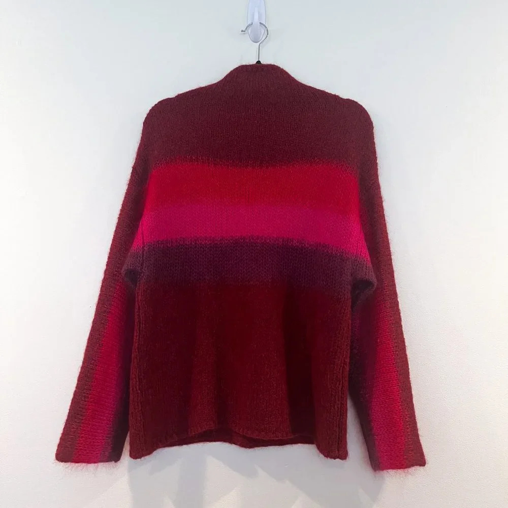 Rag & Bone Alpaca Wool Mohair Blend Red Striped Mock Neck Oversized Sweater XS - Picture 7 of 7
